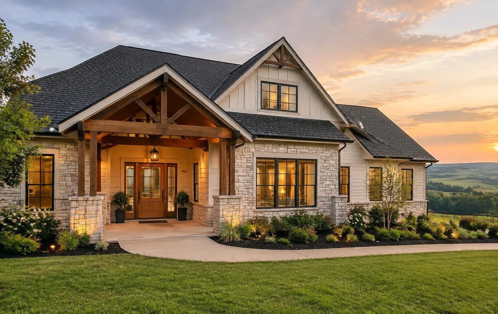 New craftsman home with a step-free covered entry