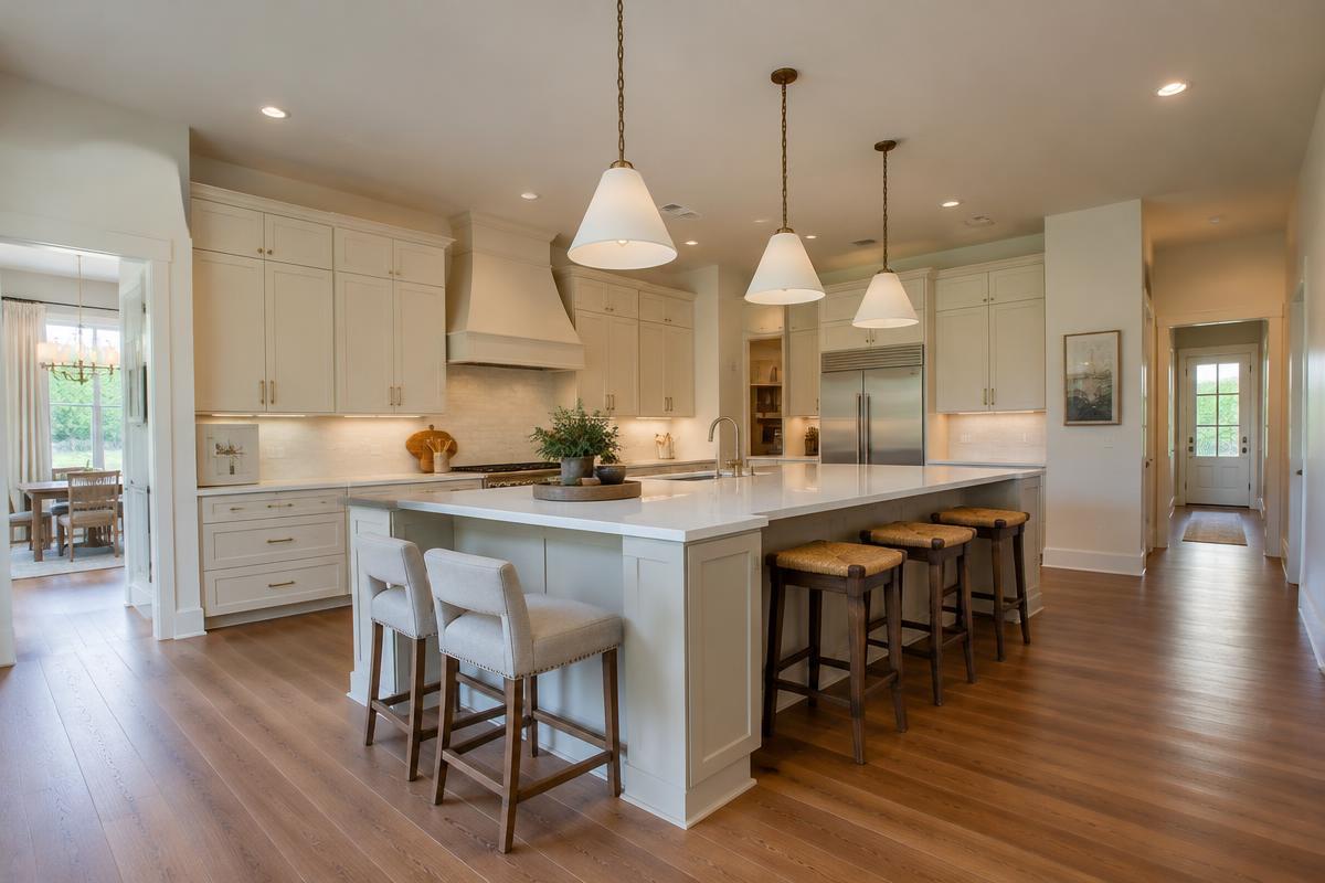Open kitchen with a spacious island